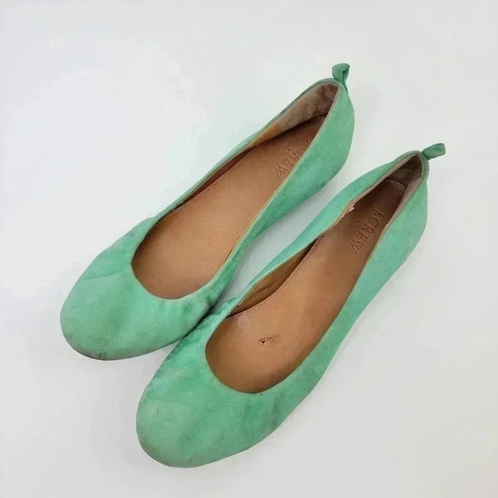 J. Crew Cece Green Suede Ballet Flats - 9.5